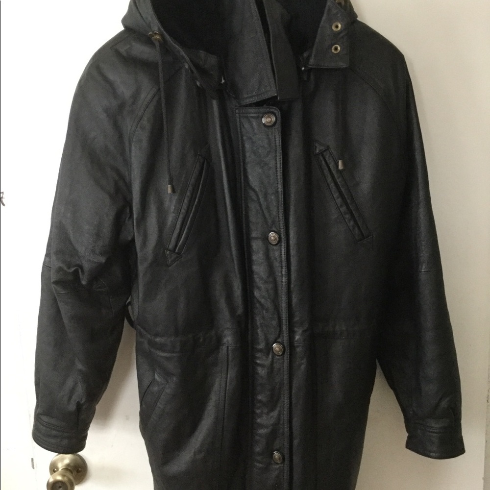 Women’s Leather Parka black M